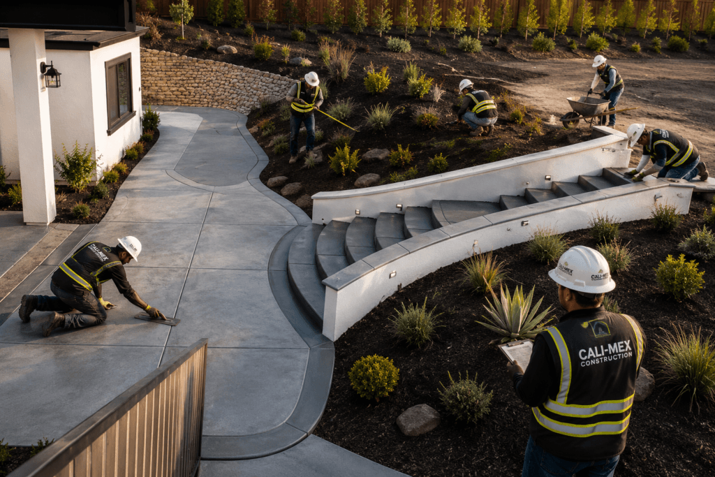 Professional concrete paving work by Cali-Mex Construction in Southern California